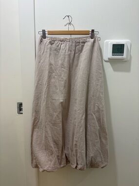 SPIGHE DI LINO | Linen Bubble Hem Skirt — Sand (Made in Italy)